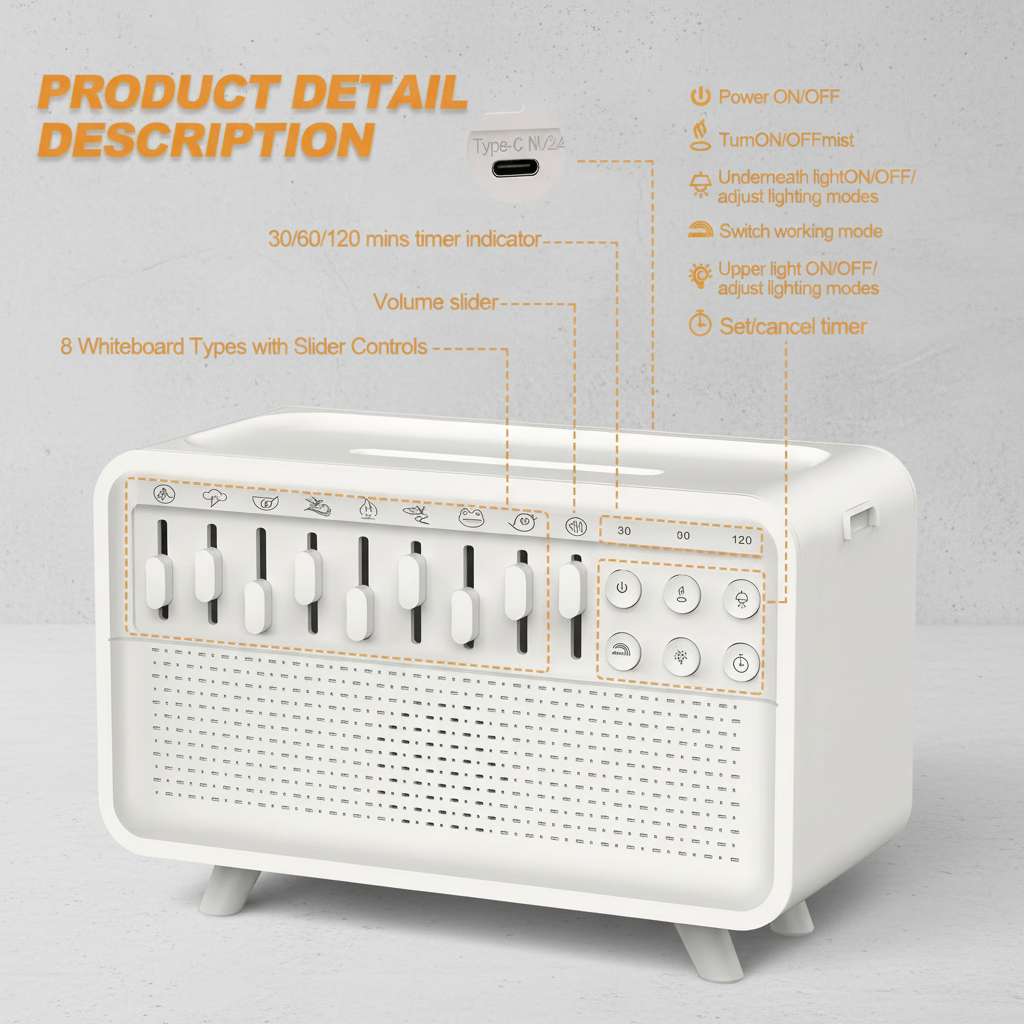 White Noise Machine & Night Light Humidifier Speaker