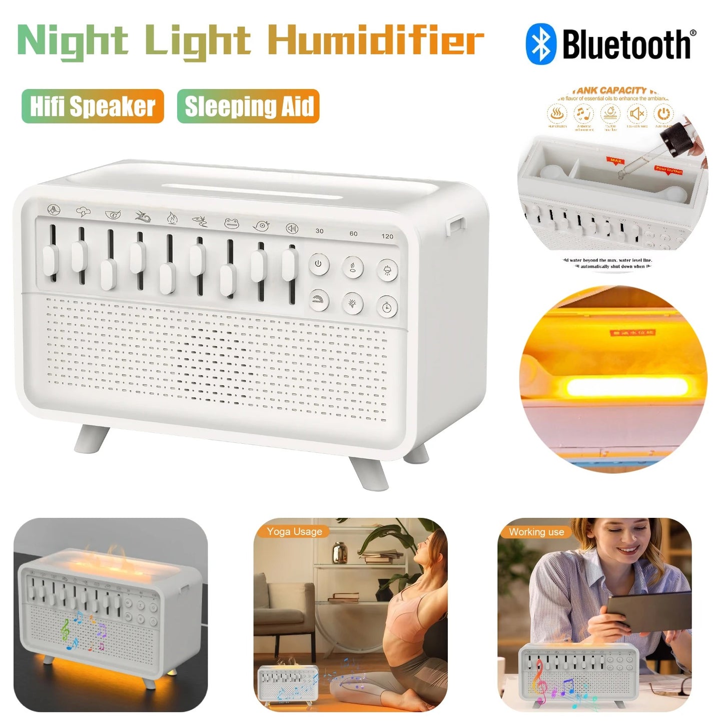 White Noise Machine & Night Light Humidifier Speaker